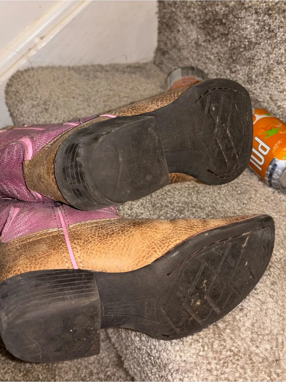 Ariat Tan and Pink Kids' Western Boots